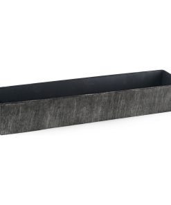 Zinc Rectangle Planter, Iron Grey Finish 4" Open-5"x24"