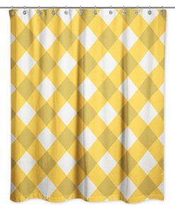Yellow Plaid Shower Curtain