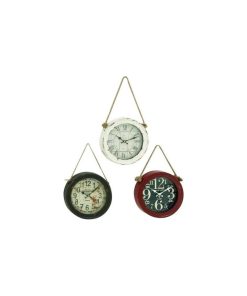 White Metal Vintage Wall Clock Set of 3 11"D