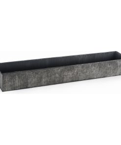 Zinc Rectangle Planter, Iron Grey Finish 4" Open-5"x28"