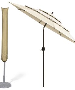 Yescom 10 Ft 3 Tier Patio Umbrella with Protective Cover Crank Push to Tilt