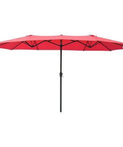 14' Double-sided Twin Patio Umbrella Sun Shade Crank Outdoor Garden Market Red