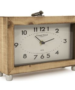 Wooden Box Clock - Brown, White