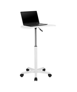 White Sit to Stand Mobile Laptop Computer Desk