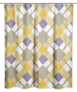 Yellow Argyle Shower Curtain
