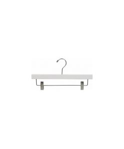 Wooden Bottom Hanger With Clips, White/Chrome, Box of 50