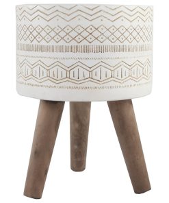 10" Tribal Fiberglass Planter, White