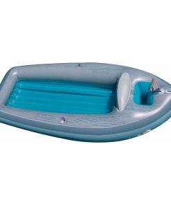 105" Inflatable Gray and Blue Classic Boat Cruiser With Cooler Pool Float