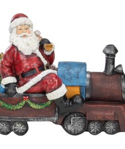 14" Red and Blue Santa on a Train Christmas Tabletop Decoration