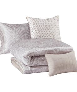 100% Polyester Printed 5Pcs Comforter Set Champagne BR9144409622-04