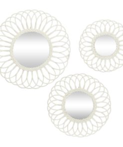 White Wood Traditional Wall Mirror Set of 3 24", 20", 16"H