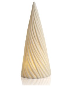 12" White Spiral Porcelain LED Trees, Set of 2