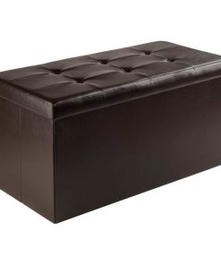 Winsome Wood Transitional Espresso Faux Leather Ottoman 92627
