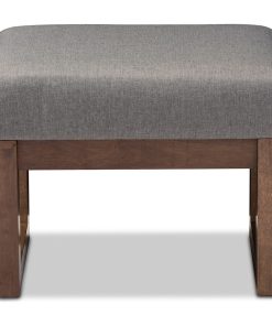 Yashiya Retro Fabric Upholstered Ottoman Stool, Gray