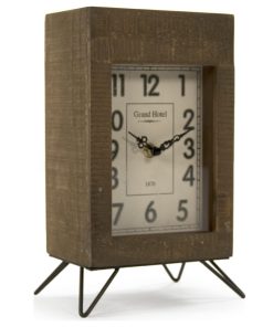 Wooden Clock - Brown, White