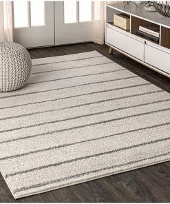Williamsburg Minimalist Stripe Cream/Gray 8' x 10' Area Rug