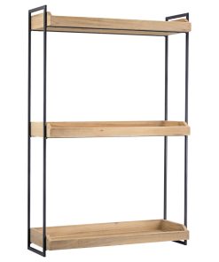Wood and Metal 3 Tier Wall Mounted Shelving Unit, 30" x 19.75" x 7"