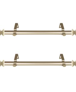 Wilson 1" Diameter Side Curtain Rod 12-20" Long, Set of 2, Light Gold