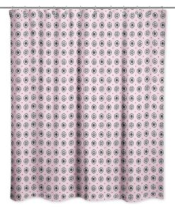 Pixel Floral Pattern in Pink Shower Curtain