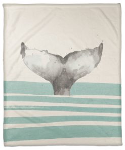 Whale Tail Stripes Teal 50x60 Throw Blanket