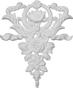 10 5/8"Wx12 5/8"Hx3/4"P Large Flower and Wreath Drop Onlay, 4-Pack