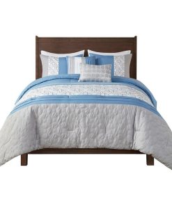 100% Polyester 5pcs Comforter Set in Blue
