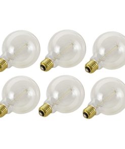 10002 G30 Vintage Edison Filament Light Bulb, Clear, Set of 6