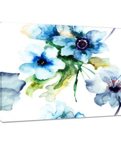 "Seamless Summer Blue Flowers" Floral Canvas Print, 32"x16"