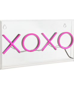 XOXO 11.75" Contemporary Glam Acrylic Box USB Operated LED Neon Light, Pink