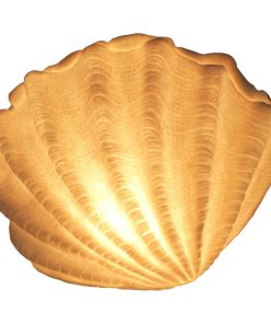White Sandstone Finish Vertical Scallop Shell Coastal Art Accent Lamp