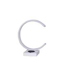 13.5" C Shape Led W/Usb/Wireless Charger Port Table Lamp White Metal