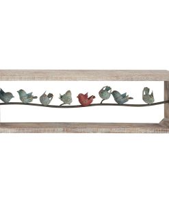 White Wood Farmhouse Birds Wall Decor 35" x 4" x 11"