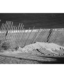 "Sandy Beach Fence" Landscape Photo, Beach Unframed Wall Art Print, 20"x24"