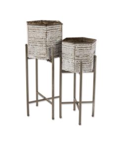 Zingz & Thingz Hexagon Bucket Plant Stand Set of 2