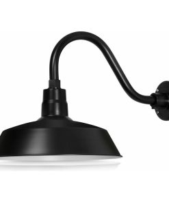 14in. Barn Light Fixture With Gooseneck Arm, Satin Black, 14-1/2" Long Gooseneck