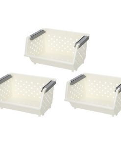 YBM Home Plastic Storage Stacking Bin for Home and Kitchen 2150, 3-Pack