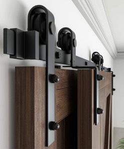 ZEKOO Single Track Bypass Barn Door Hardware Double Doors Kit, 6'