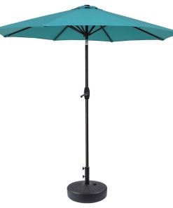WestinTrends 9 Ft Outdoor Patio Market Umbrella with Black Round Base, Turquois
