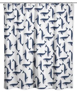 Whale Pattern 71x74 Shower Curtain