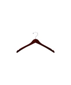 Wooden Curved Top/Coat Hanger, Walnut/Chrome Finish, Box of 50
