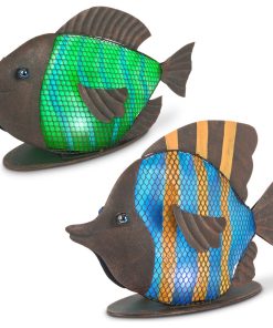 11" Solar Lighted Garden Meadow Mesh Fish