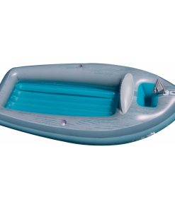 105-Inch Inflatable Gray and Blue Classic Boat Cruiser with Cooler Pool Float