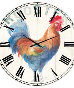 Wood Farm Roaster I Farmhouse Oversized Metal Clock, 23x23