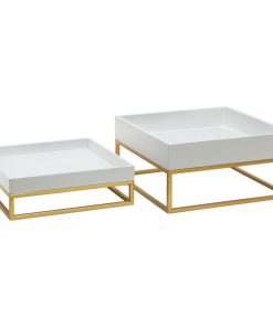 White and Gold Jewelry Trays, Set of 2