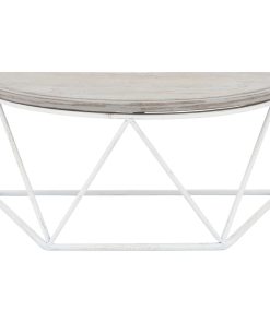 Wood/Metal 16"L Demilune Wall Shelf, Wht/Gry