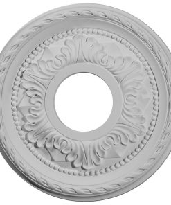 11 3/8"OD Palmetto Ceiling Medallion, Ultra Pure White Crackle
