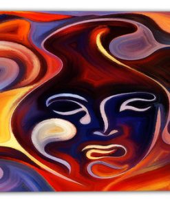 "Waves of Thought" Abstract" Large Canvas Art Print, 32"x16"