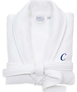 100% Turkish Cotton Waffle Terry White Robe, Small/Medium, Linum Font, C