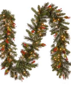 Ergode 9' Wintry Pine Garland With Clear Lights
