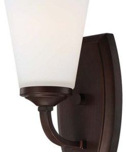 1-Light Bath in Vintage Bronze With Etched White glass
